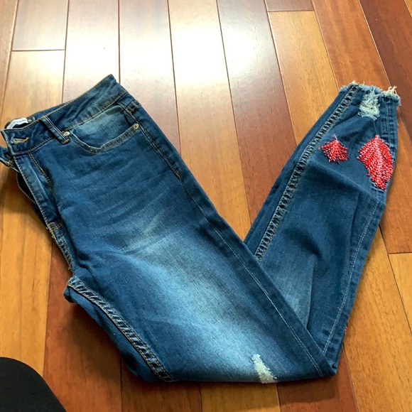 Jeans with embroidery size 00 never worn - Picture 1 of 8